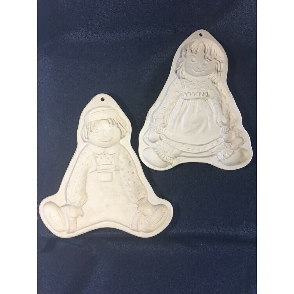 Brown Bag RAGGEDY ANN & ANDY Cookie Molds HILL DESIGN 1985 & 1986
